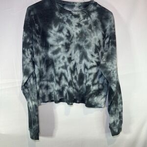 Women's Chemistry Crop Top Sz M Marble Tye Dye Long Sleeves Shirt‎ Cotton Blend